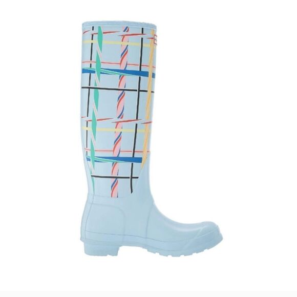 Hunter Original Tall Tartan Rain boots in Boat Blue | size 8 - Picture 4 of 8